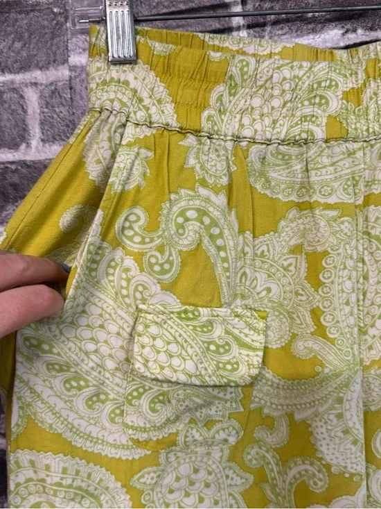 Urban Outfitters Sophie Paisley Printed Pull On Cargo Pant Chartreuse green - Picture 5 of 14